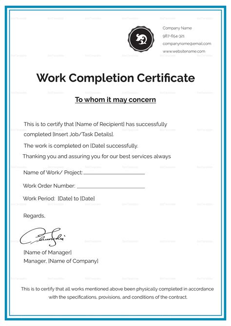 work certificate examples
