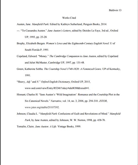 work cited example mla format