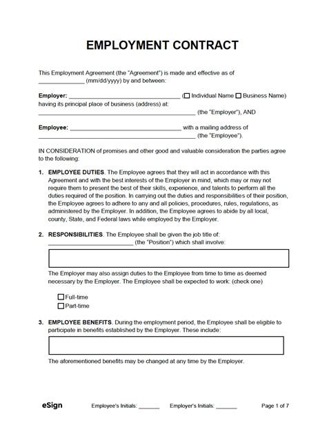 Work Contract Agreement Format In Word