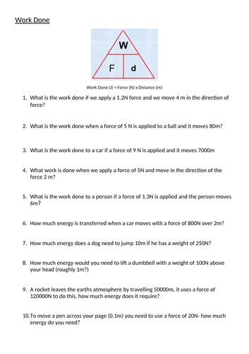 Work Done Example Questions