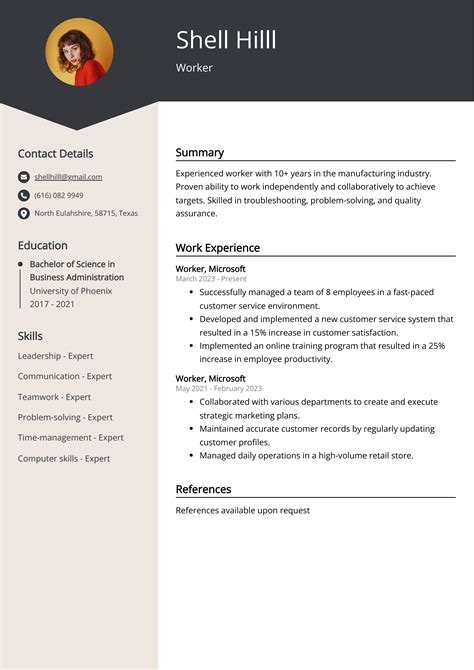 Work Experience Cv Examples