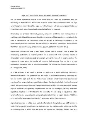 work experience speech example