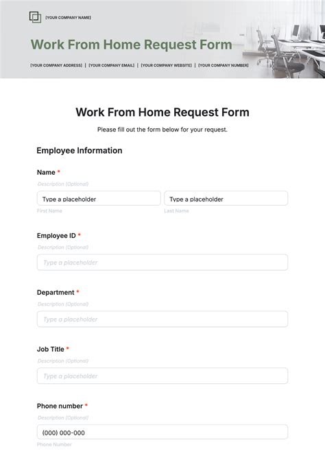 work from home form template