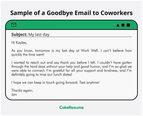 work goodbye email examples