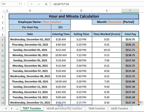 work hours calculator excel spreadsheet