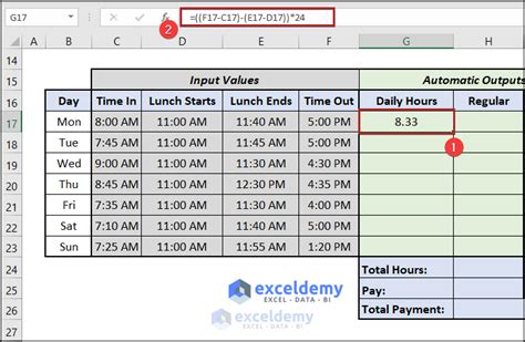 work hours excel formula