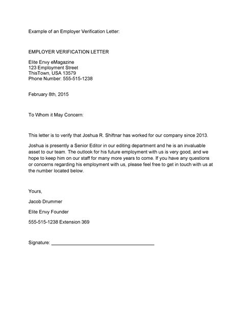 work letter example
