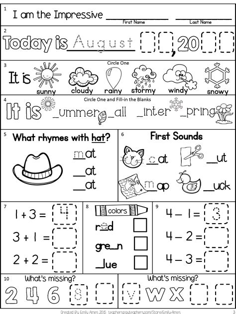 work pages for first graders printable template
