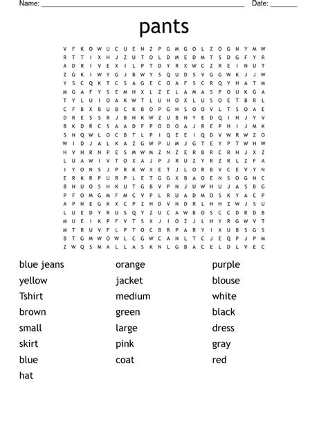 Work Pants Crossword