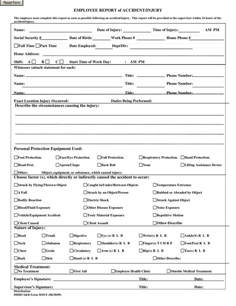 work related accident report template