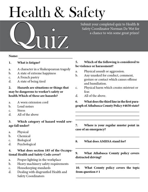 work safety questions and answers