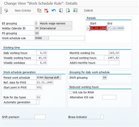 Work Schedule Rule Tables