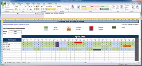 work schedules in excel