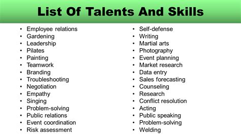 work skills examples for students