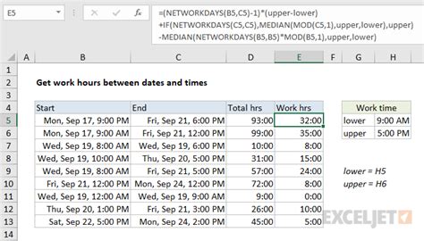work time in excel