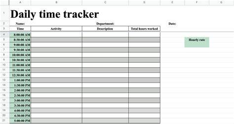 work time tracker excel template