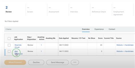 workday in process application status