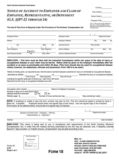workers comp insurance nc forms