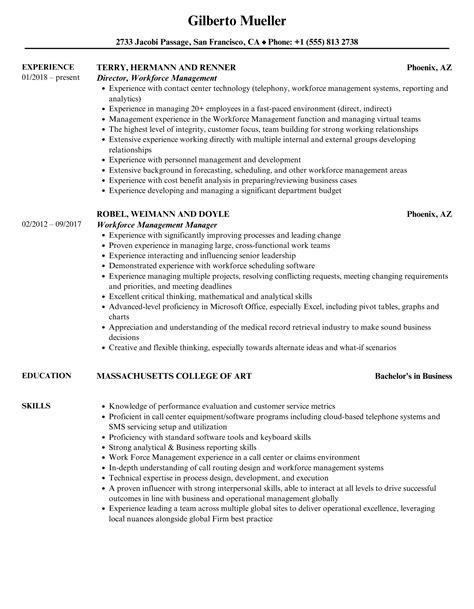 workforce management resume