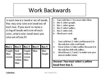 working backwards problem solving examples with solution pdf