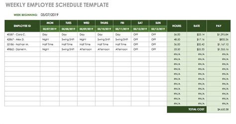 working hours in excel template