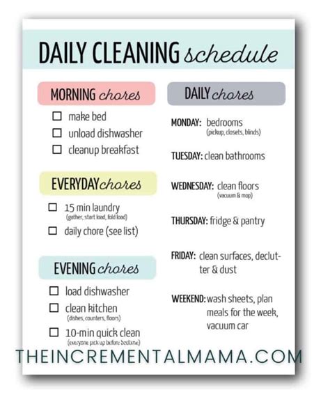 working mom house cleaning schedule