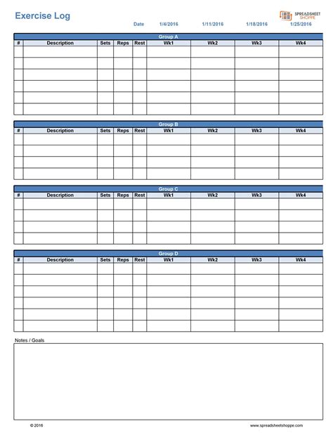 30 Useful Workout Log Templates (Free Spreadsheets)