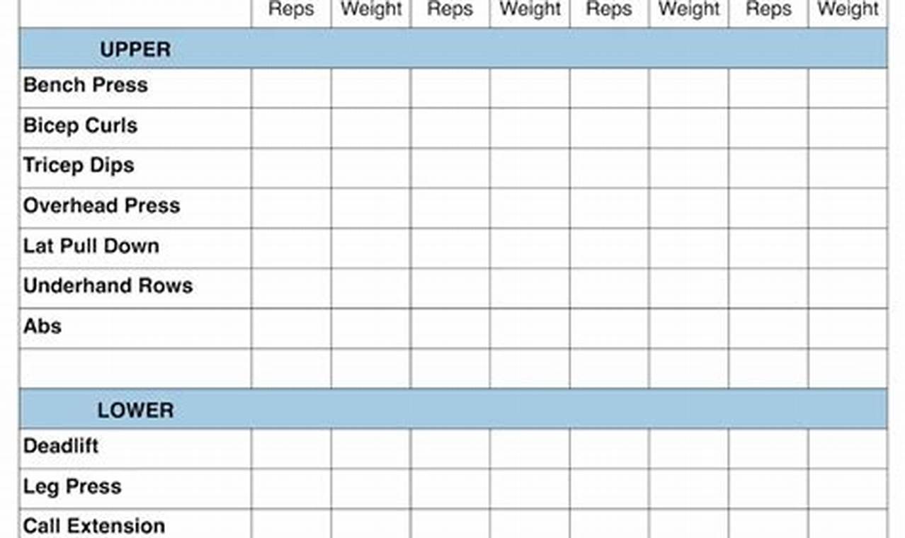 Excel Workout Plan Template