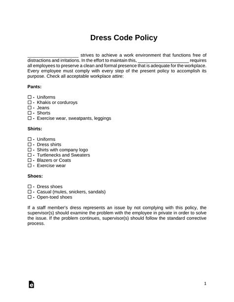 workplace dress code policy examples