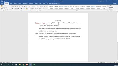 works cited mla format word