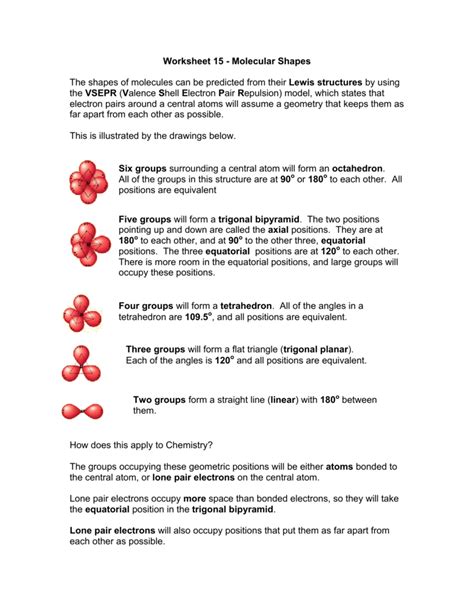 worksheet 15 molecular shapes answer key