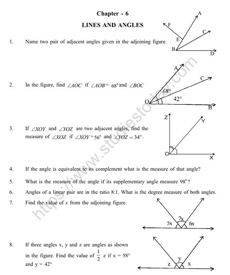 Worksheet For Class 9 Maths Lines And Angles