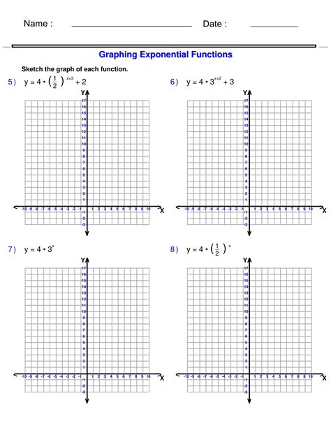 Graphing Exponential Functions Worksheet