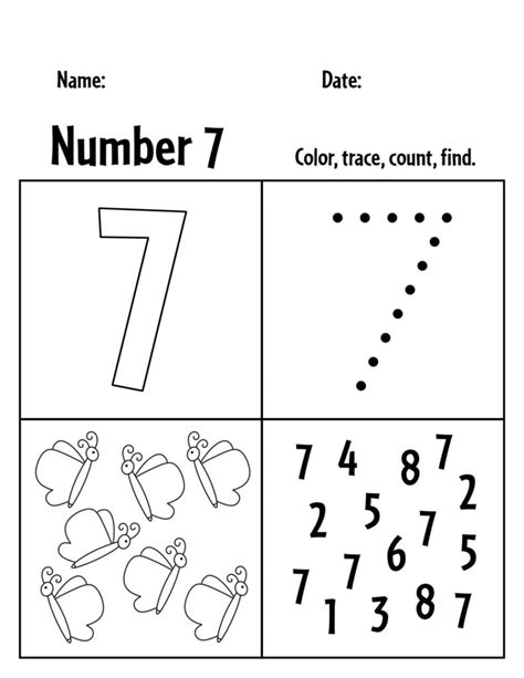 worksheet of number 7 printable template