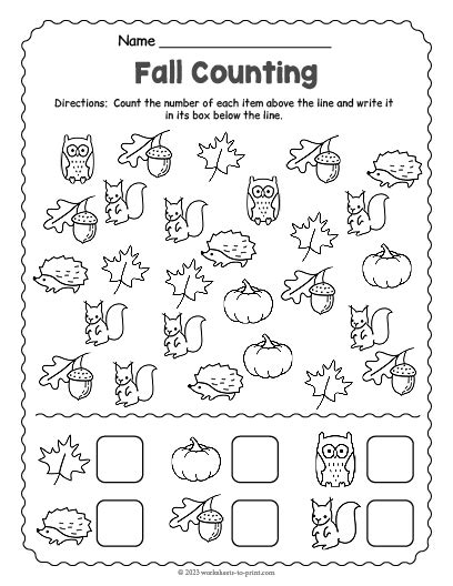 Worksheets For Kindergarten Fall
