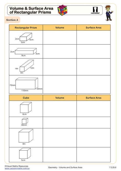 Rectangular Prism Volume Worksheets