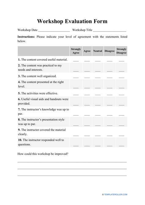 evaluation form in Word and Pdf formats