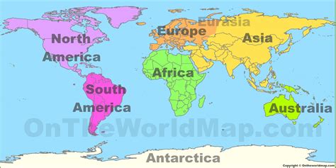 World Map Countries Continents