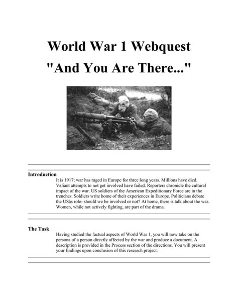 WW1 Web Quest
