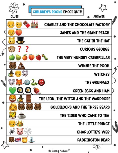 world book day emoji quiz answers