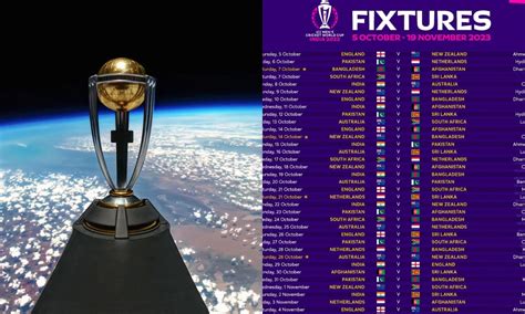 world cup 2023 cricket schedule odi