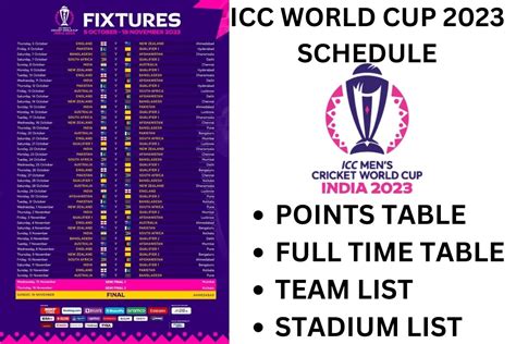 world cup schedule 2023 cricket teams