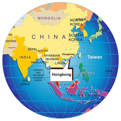 world map hong kong taiwan