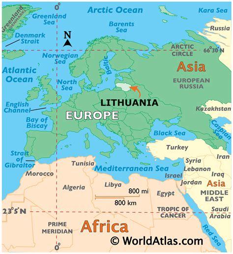 world map showing lithuania