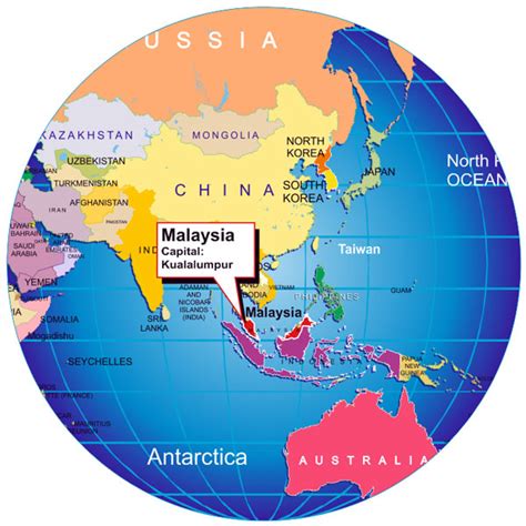 world map showing malaysia