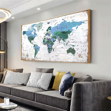 World Map Wall Decor Canvas
