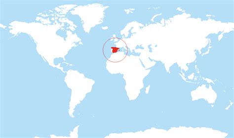 world map with spain highlighted