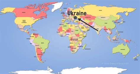 world map with ukraine and russia highlighted