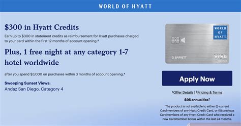 world of hyatt credit card $300 credit