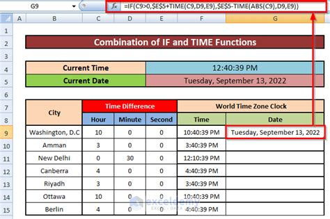 World Time Zone Clock In Excel